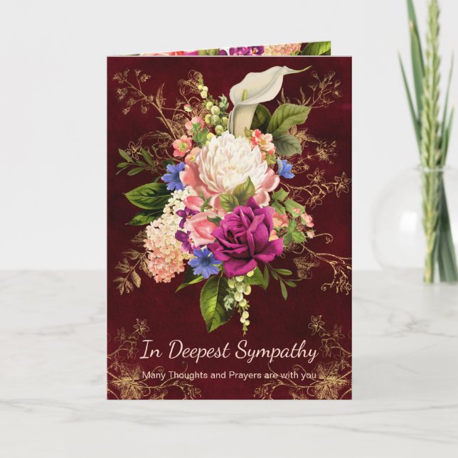 Beileid für Vintage botanische Goldakzente Karte (Vorderseite)