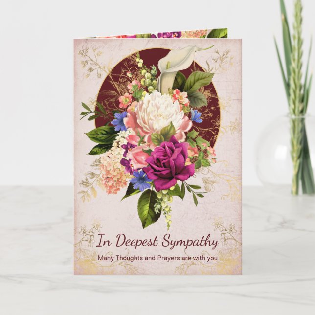 Beileid für Vintage botanische Goldakzente Karte (Vorderseite)