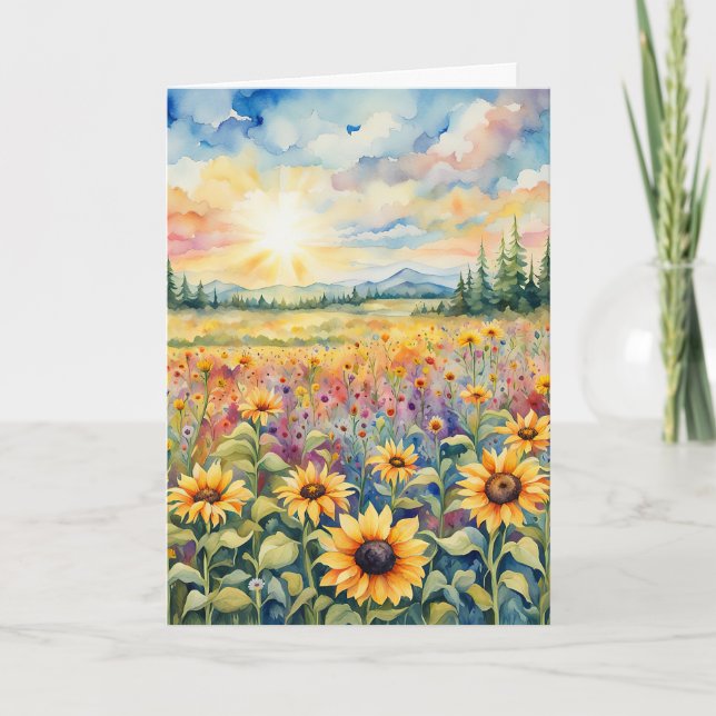 Beileid für Wildblume und Sonnenblumen Karte (Vorderseite)