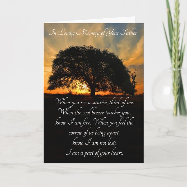 Beileid-Gedenkstätte für Vater Vater mit Oak Tree  Karte (Vorderseite)