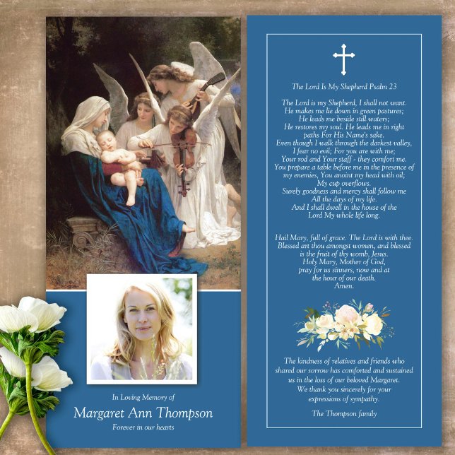 Beileid gesegnete Mary Beerdigung Danke Karte (Catholic, Religious, Celebration of Life, In Loving Memory of, Forever in our hearts, funeral cards)