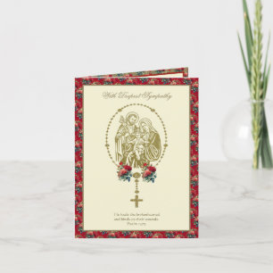Beileid Heilige Familienschrift Rosary Rose Karte