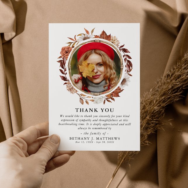 Beileid Herbstfall Trauerbeerdigung Foto Dankeskarte (Von Creator hochgeladen)