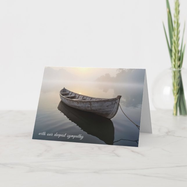 Beileid Holz Rowboat Auf einem malerischen See Karte (Vorderseite)