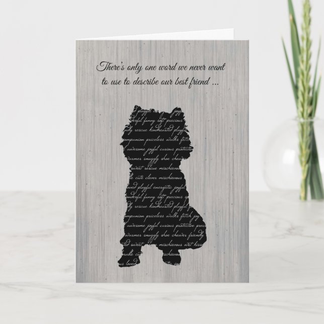 Beileid, Hundeverlust, Spielzeugzucht, Word Collag Karte (Vorderseite)