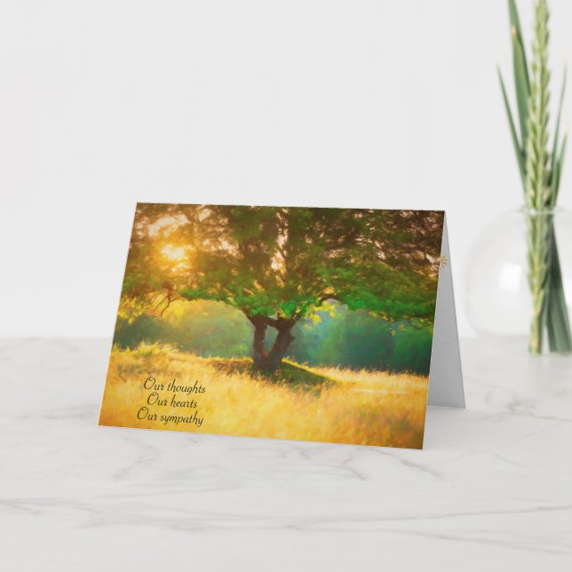 Beileid impressionistischer Baum in goldener Sonne Karte (Vorderseite)