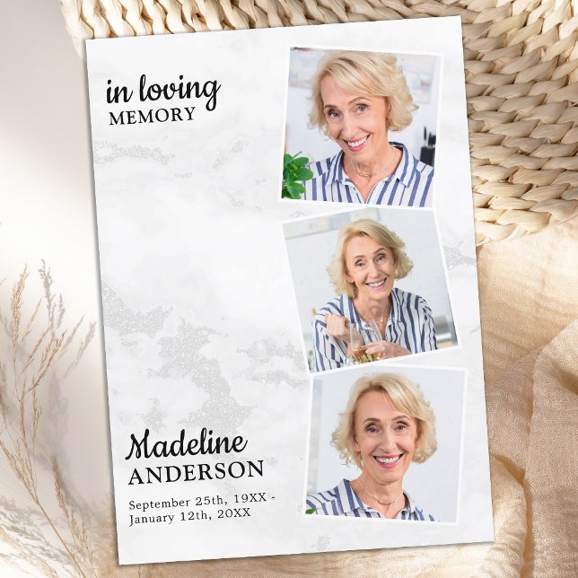 Beileid in Liebe Erinnerung Moderne 3-Foto Beerdig Dankeskarte (Von Creator hochgeladen)