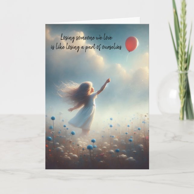 Beileid Kleine Girl mit rotem Ballon Karte (Vorderseite)