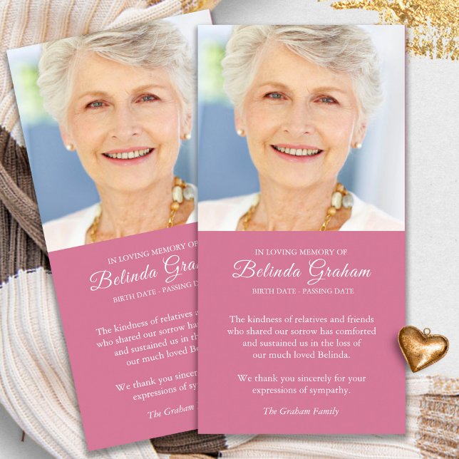 Beileid Loss Foto Rose Beerdigung Dankeschön Karte (funeral thank you cards, bereavement, elegant, simple, celebration of life, sympathy card)