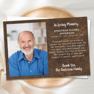 Beileid Love Memory Foto Imitate Lederbeerdigung Dankeskarte