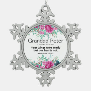 Beileid Memorial in Love Memory [anpassen] Schneeflocken Zinn-Ornament
