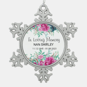 Beileid Memorial in Love Memory [anpassen] Schneeflocken Zinn-Ornament