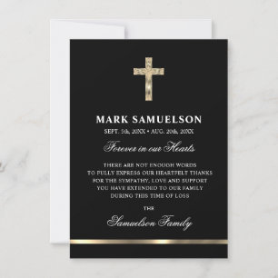 Beileid Memorial Religious Cross Black Gold Dankeskarte