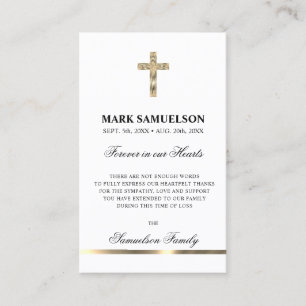 Beileid Memorial Religious Cross Gold   PRAYER Visitenkarte