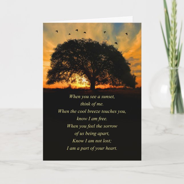 Beileid Memorial Spirituelles Gedicht mit Eichenba Karte (Vorderseite)