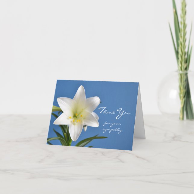 Beileid Memorial Vielen Dank Note Card, Osterlilie Dankeskarte (Vorderseite)
