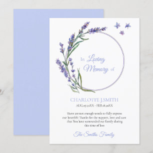 Beileid Memory Lavender Blume Vielen Dank Einladung