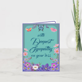 Beileid Message Floral Butterflies Card für den Ve Dankeskarte