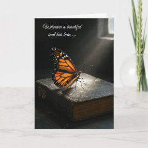 Beileid Monarch Butterfly Auf der Heiligen Bibel Karte