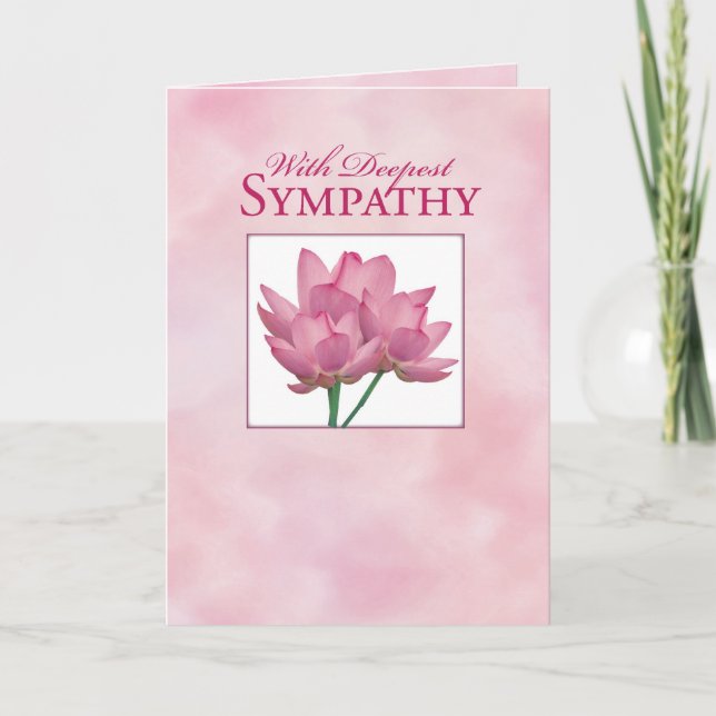 Beileid Pink Lotus Blume Karte (Vorderseite)