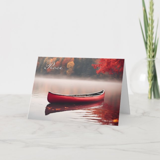 Beileid Rote Kanufahrt auf Herbstsee Karte (Vorderseite)
