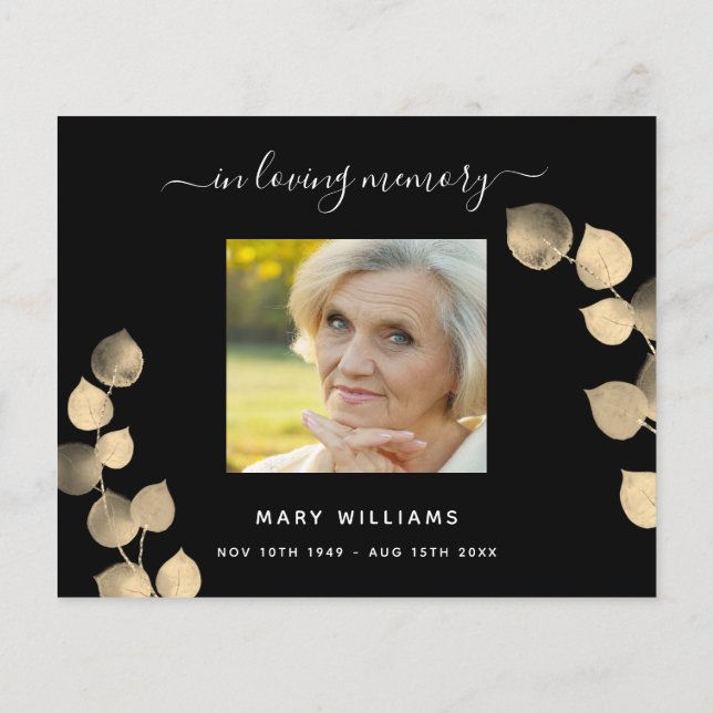 Beileid Schwarz-Eukalyptus-Foto (Rückseite)