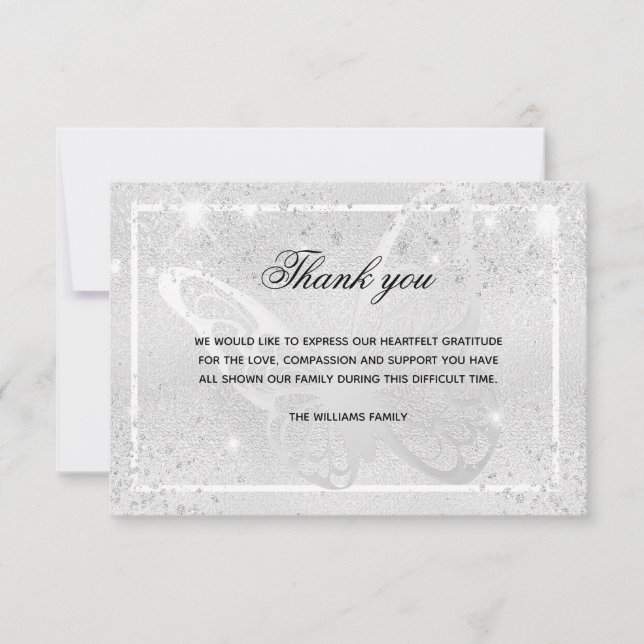 Beileid Silberschmetterling Foto vielen Dank Dankeskarte (Vorderseite)