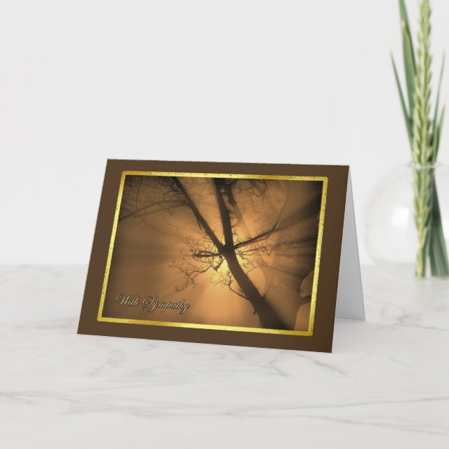 Beileid Sun Rays in Misty Forest Card Karte (Vorderseite)