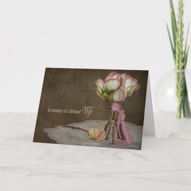 Beileid Verlust der Ehefrau Rose Bouquet Karte (Vorderseite)