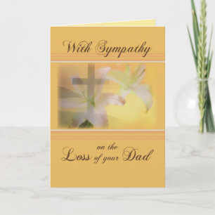 Beileid Verlust des Vaters, Lilien, Kreuz Karte