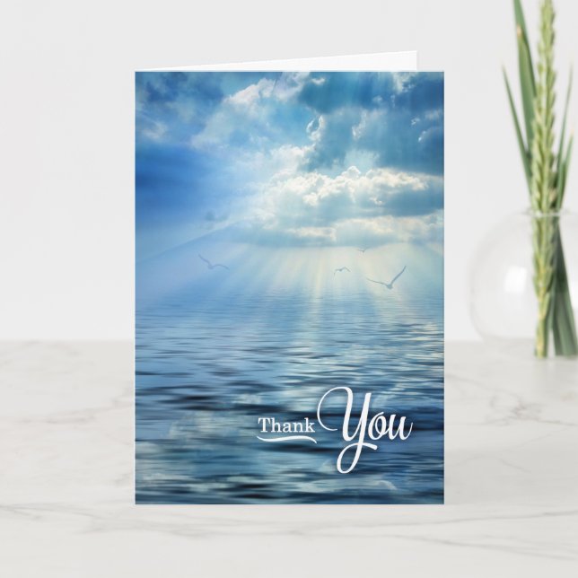 Beileid Vielen Dank Blue Ocean Sunlight and Sea Karte (Vorderseite)