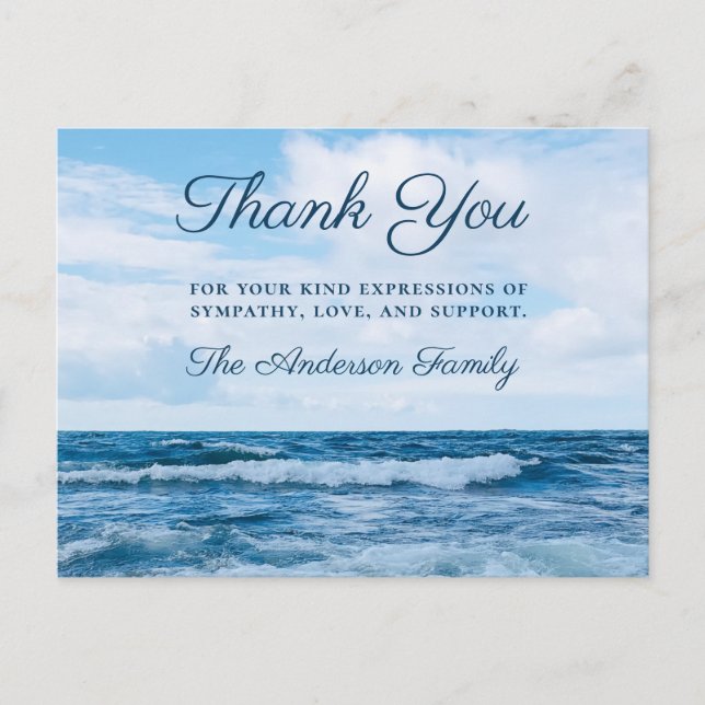 Beileid Vielen Dank Memorial Foto Beach Postcard Postkarte (Vorderseite)