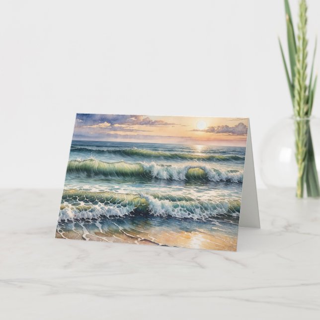 Beileid Wasserfarbe Seascape Sonnenaufgang Karte (Vorderseite)