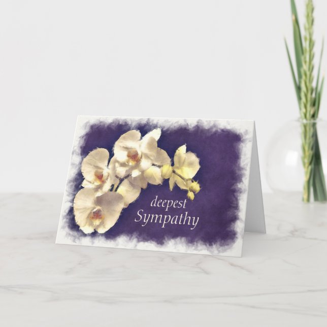 Beileid Wasserfarbene Orchideen Persönlich Karte (Vorderseite)