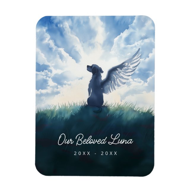 Beileid "Watercolor Angel Dog Condolence" Magnet (Vertikal)