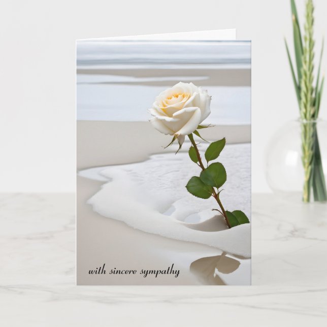 Beileid Weiße Rosen am Strand Sand Karte (Vorderseite)