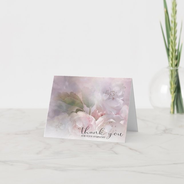 Beileid Weißrosa Blüten DANKEN | FOTO Dankeskarte (Vorderseite)