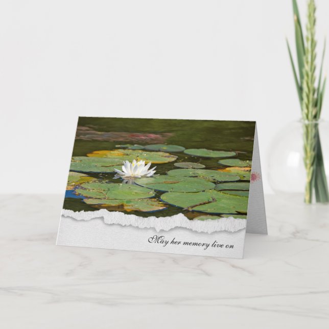 Beileid-Weißwasserlilie mit Lilienpolstern Karte (Vorderseite)