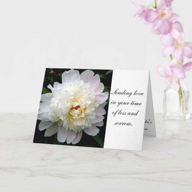 Beileid White Peony Card Karte (Orchidee)