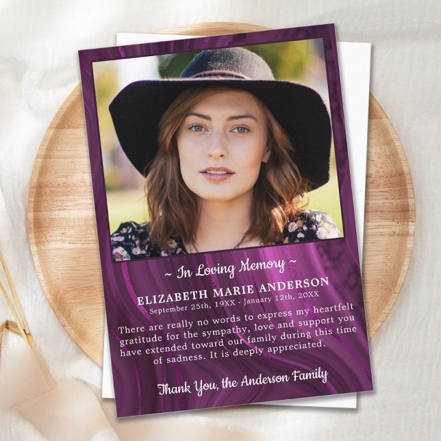 Beileid zur Beerdigung des Personalisierten Fotos Dankeskarte (Von Creator hochgeladen)