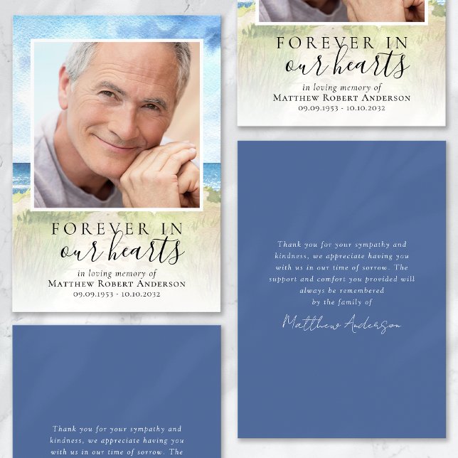 Beileid zur Beerdigung von Watercolor Beach Karte (Von Creator hochgeladen)