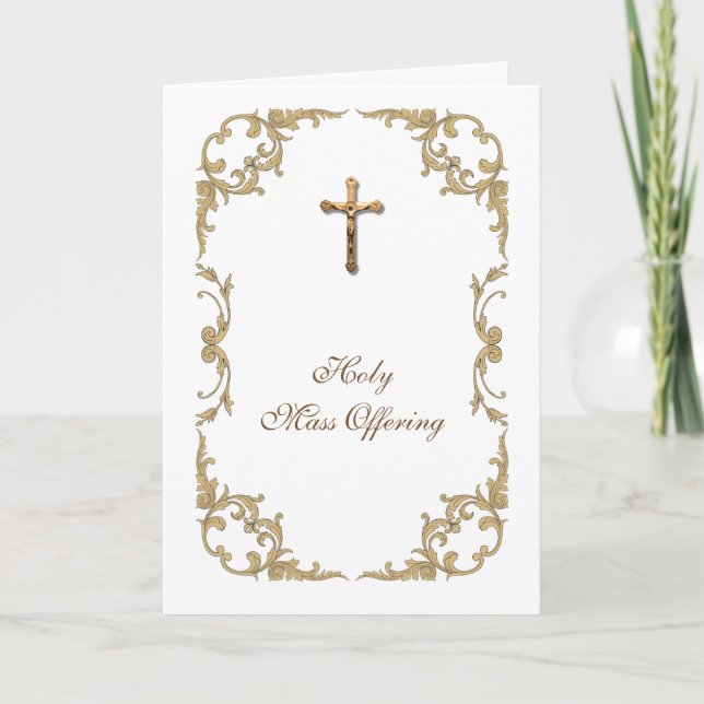 Beileidsbekundung des Beileids mit Gold Crucifix Dankeskarte (Vorderseite)