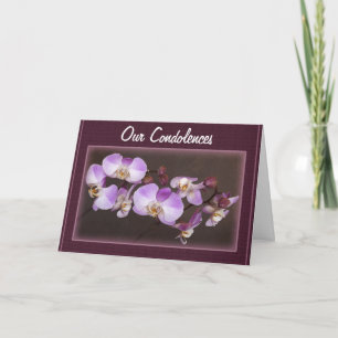 Beileidsbekundung Violette Weiße Orchideen Nahaufn Karte