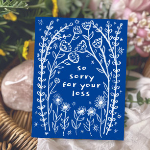 Beileidsbekundungen Florale Whimsical Sketch Doodl Postkarte
