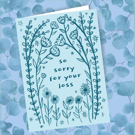 Beileidsbekundungen Wildblume Floral Sketch Doodle Karte
