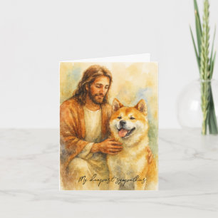 Beileidskarte für den Hund Loss Jesus mit Akita Hu Karte