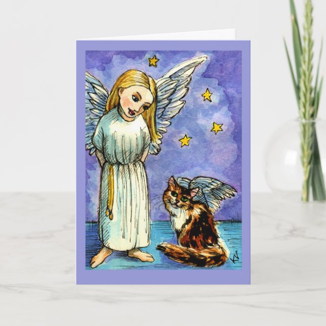 Beileidskarte für Engel und Katze Karte (Vorderseite)