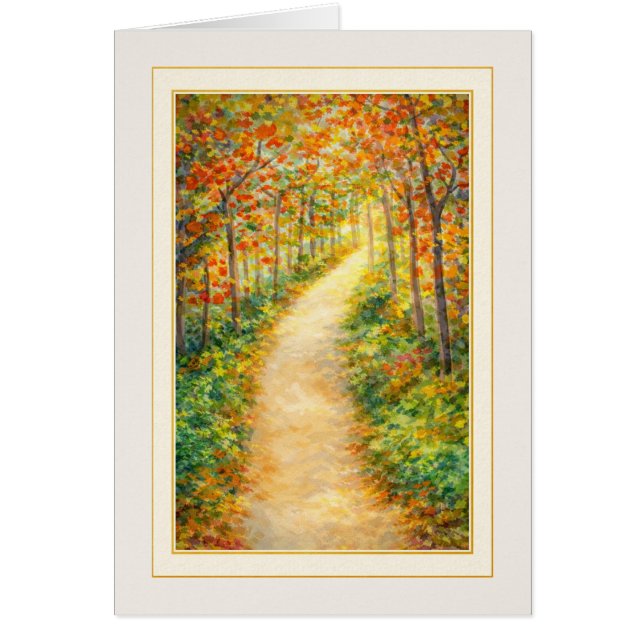 Beileidskarte Herbstlicher Waldweg (Vorne)