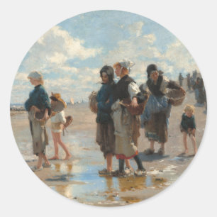 Beim Angeln von John Singer Sargent Runder Aufkleber