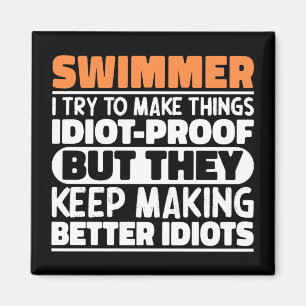 Beim Baden versuche ich, Lustige Sprüche Cool zu m Magnet